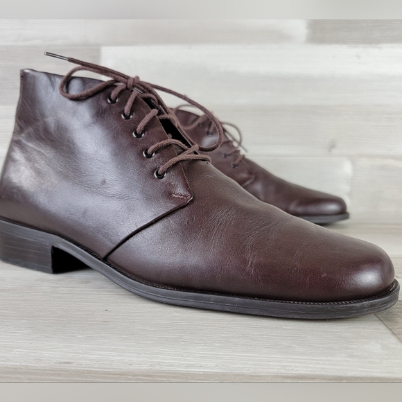 Vintage Easy Spirit Golding Chocolate Leather Lace-Up Ankle Boot Women's 10B - Picture 1 of 16